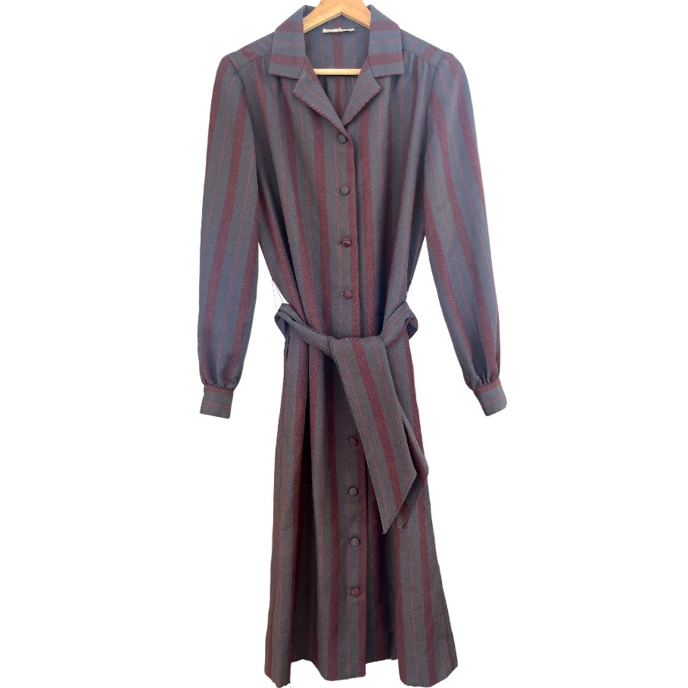 Vintage Aguascutum Long Sleeve Wool Button Front Dress